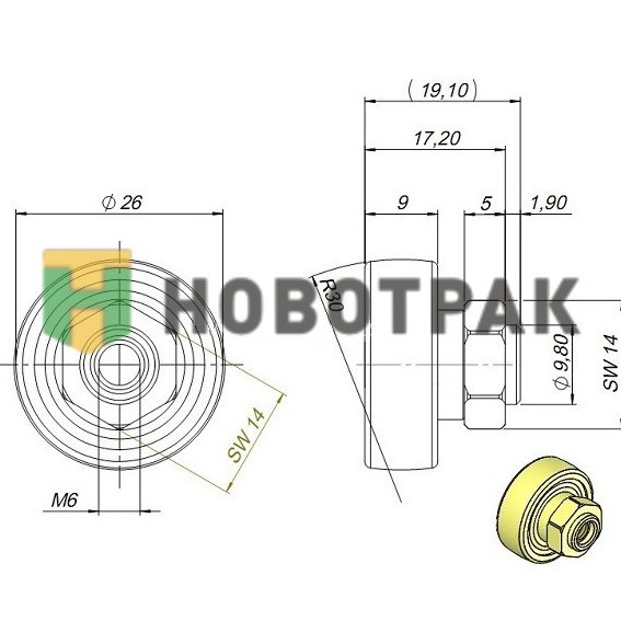 Ролик сдвижной крыши Schmitz D-26 мм SVR0158