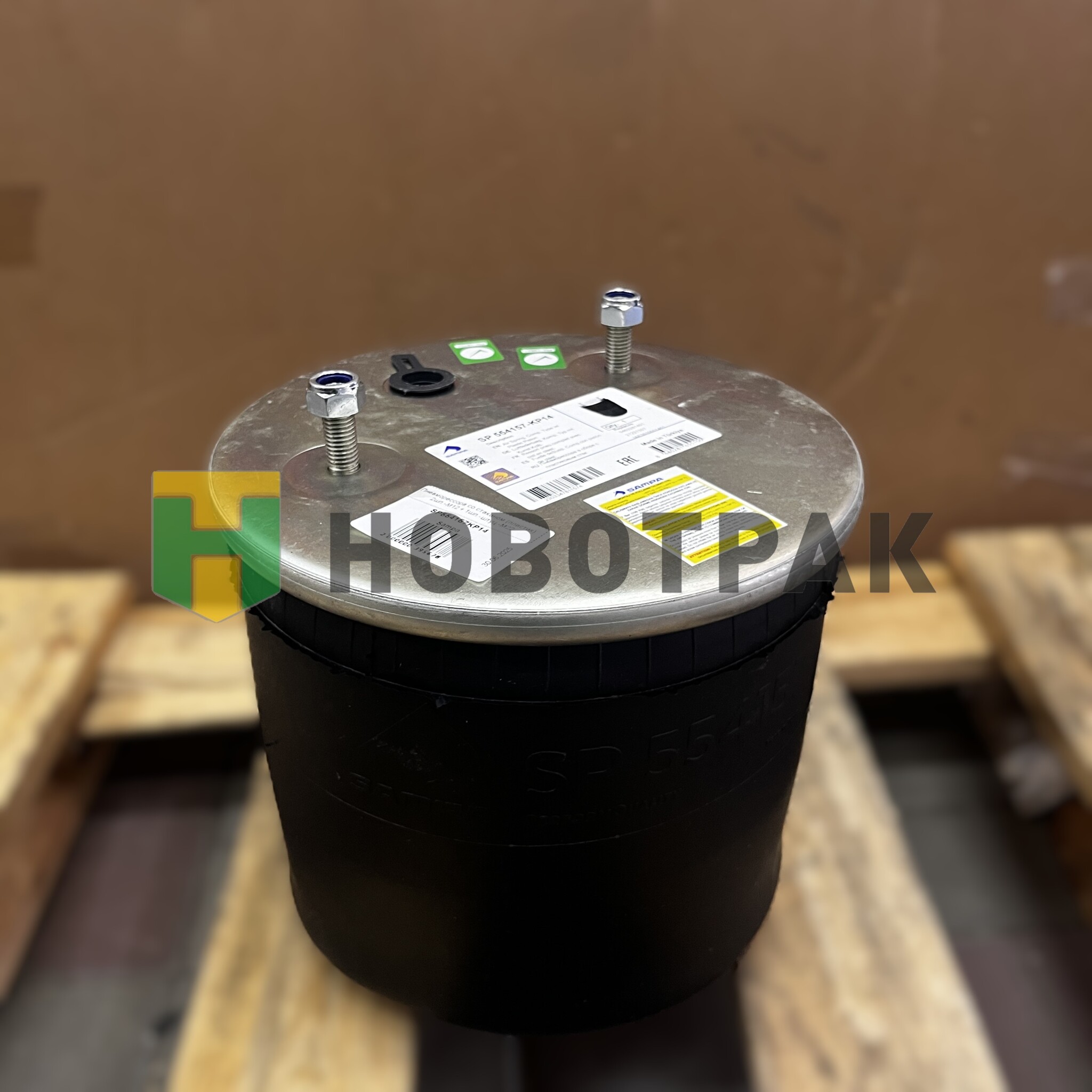 Пневморессора со стаканом (пластик) 2шп.-M12 + 1шп.-штуц.-M22
