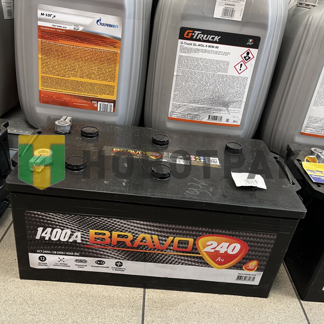 Аккумуляторная батарея BRAVO 6CT240Ah евроконус (+ слева) 4607034731724