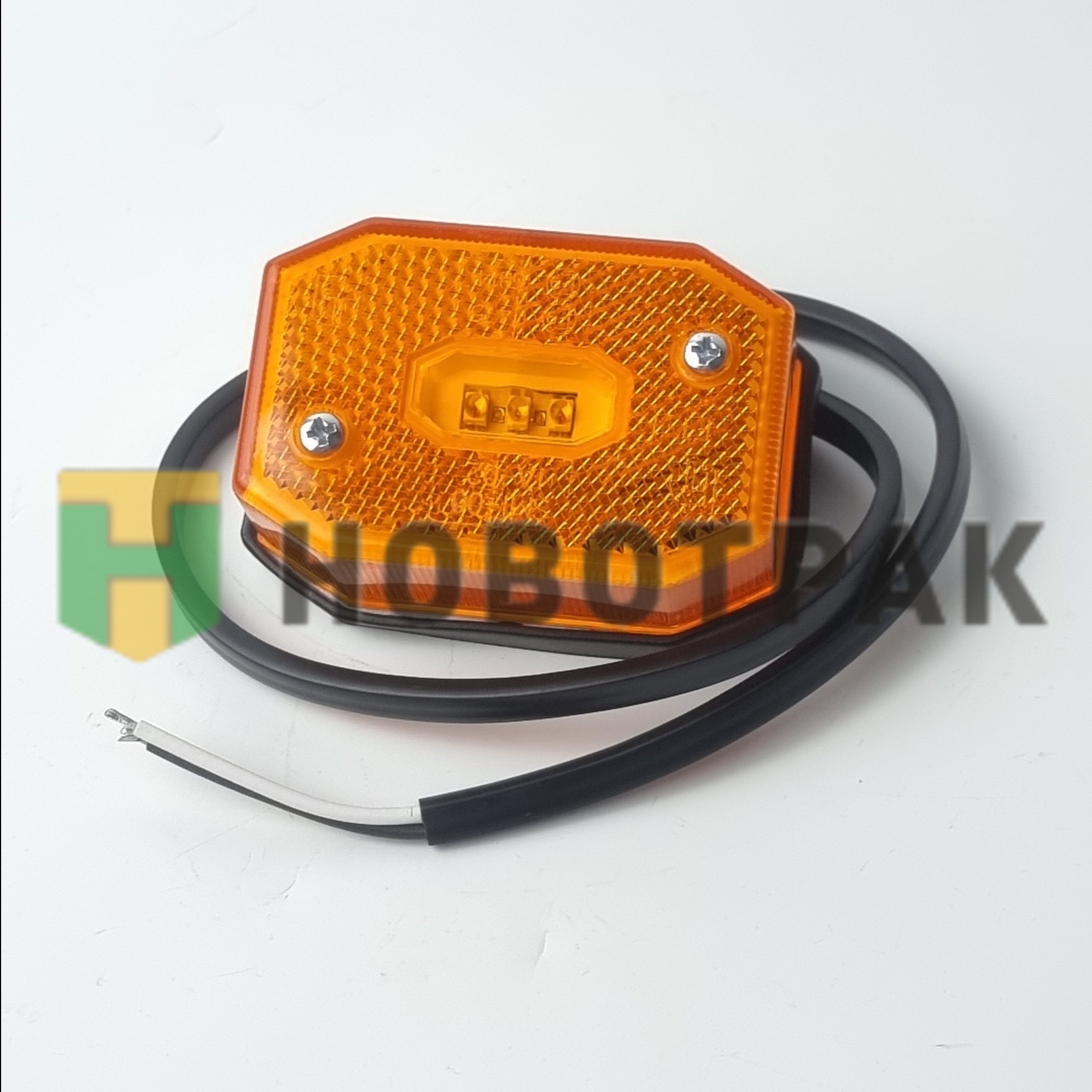 Фонарь габаритный LED жёлтого цвета с угловым кронштейном, светоотражателем и проводом FT001ZLED