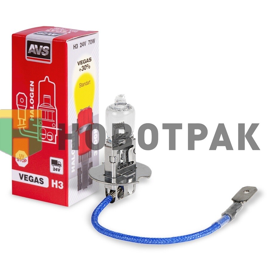 Лампа галогенная H3 24V 70W PK22s (с проводком) A78140S